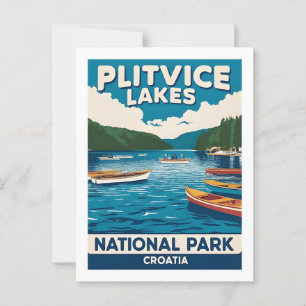 Tarjeta postal escénica de los lagos de Plitvice C