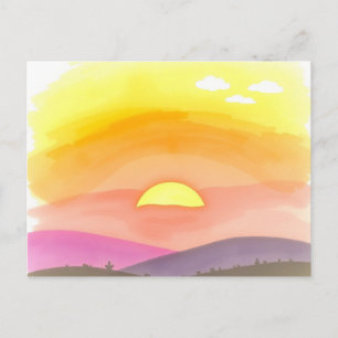 Tarjeta postal escénica del horizonte de la puesta