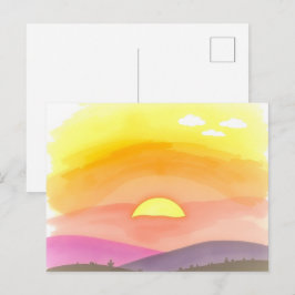 Tarjeta postal escénica del horizonte de la puesta