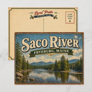 Tarjeta postal escénica del río Saco Fryeburg Main
