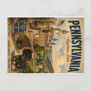 Tarjeta postal escénica vintage del estado clave d