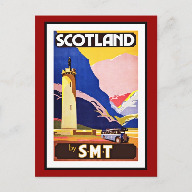 Tarjeta postal Escocia Saludos Vintage (Anverso)