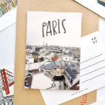 Tarjeta postal escrita de la mano de Eiffel Tower<br><div class="desc">Postal de París con letras bellamente escritas a mano con vistas al horizonte de París,  Francia.</div>
