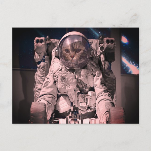 TARJETA POSTAL ESPACIAL GATO ASTRONAUTA (Anverso)