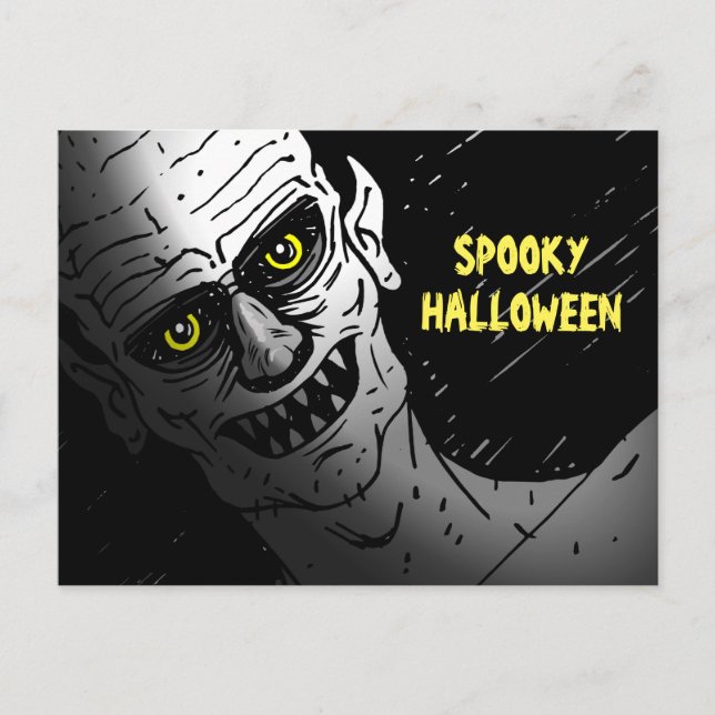 Tarjeta postal espeluznante de Halloween (Anverso)