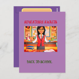 Tarjeta postal estándar de color a escuela