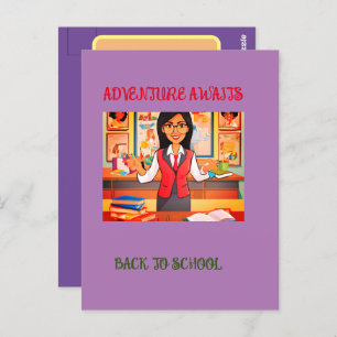 Tarjeta postal estándar de color a escuela