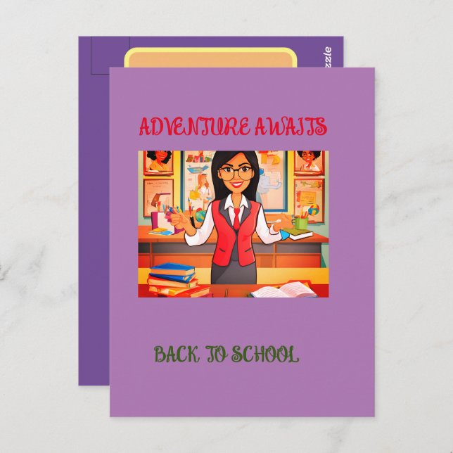 Tarjeta postal estándar de color a escuela (Anverso / Reverso)