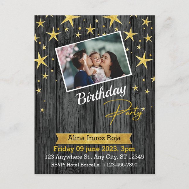 Tarjeta postal estándar de invitación de cumpleaño (Anverso)