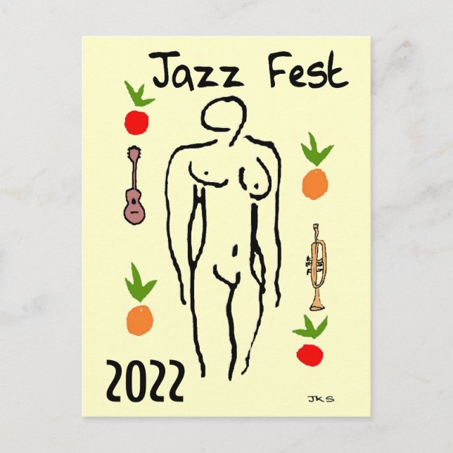 Tarjeta postal estilo Matisse del Jazz Fest (Anverso)