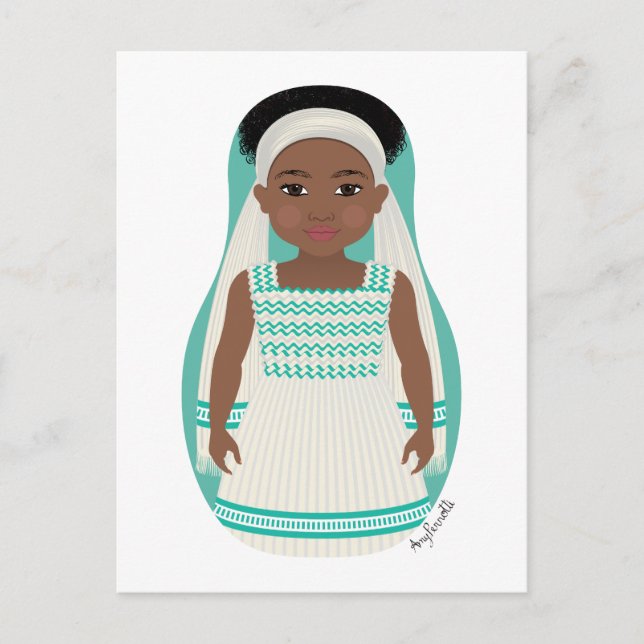 Tarjeta postal etíope de Matriuska (Anverso)