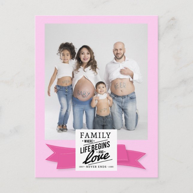 Tarjeta postal familiar linda con cita moderna de  (Anverso)