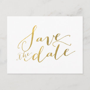Tarjeta Postal Faux Gold Foil Save the Date 2