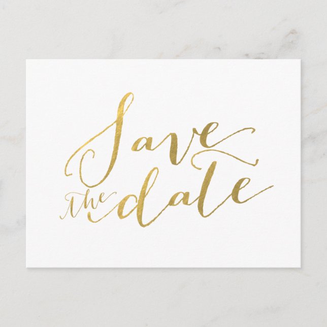 Tarjeta Postal Faux Gold Foil Save the Date 2 (Anverso)
