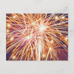 Tarjeta postal "¡Felicidades!" de fuegos artificia