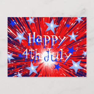 Tarjeta postal 'Feliz 4 de julio' del Azul Blanco 
