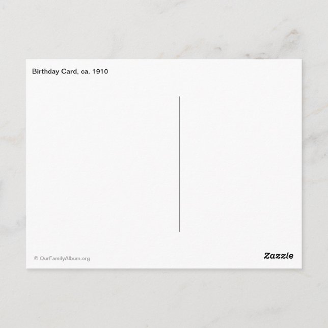 Tarjeta postal "Feliz cumpleaños", aproximadamente (Reverso)