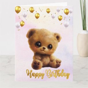 Tarjeta postal "Feliz Cumpleaños" con un osito de 