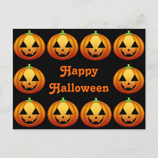 Tarjeta postal Feliz Halloween Calabaza (Anverso)