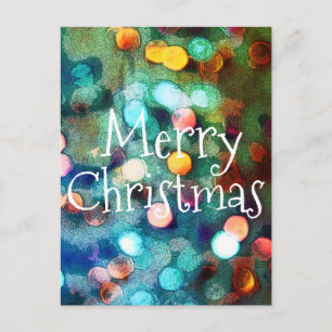 Tarjeta postal Feliz Navidad Bokeh Luces azules br