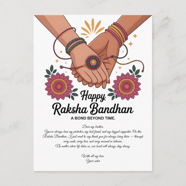 Tarjeta postal feliz Raksha Bandhan (Anverso)