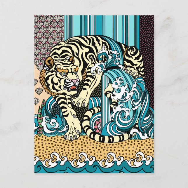 Tarjeta postal Feng Shui White Tiger (Anverso)