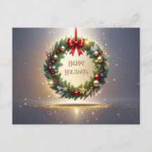 Tarjeta postal festiva de Navidad con corona de Na