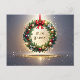 Tarjeta postal festiva de Navidad con corona de Na
