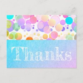 Tarjeta postal festiva y colorida de "Gracias".