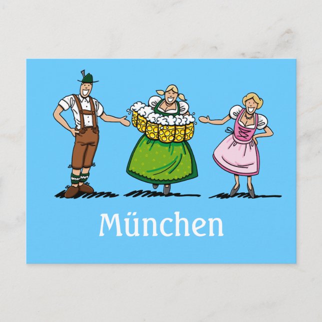 Tarjeta postal FESTIVAL DE CERVEZA München Camarer (Anverso)