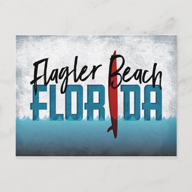 Tarjeta postal Flagler Beach Surfboard Florida (Anverso)