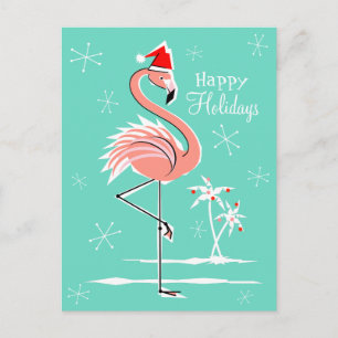 Tarjeta postal Flamingo Happy Holidays