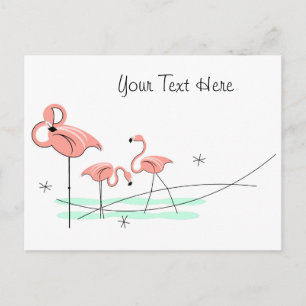 Tarjeta postal Flamingo Ocean Trio