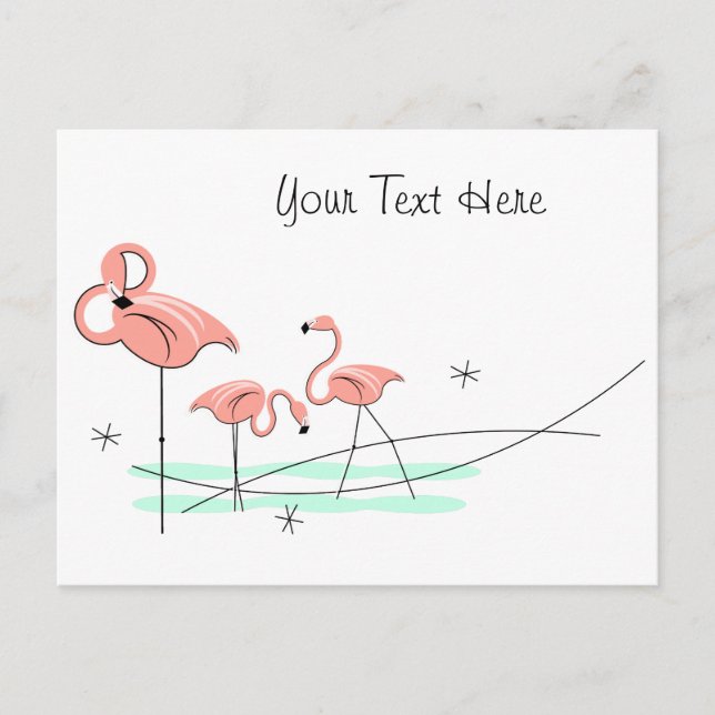 Tarjeta postal Flamingo Ocean Trio (Anverso)
