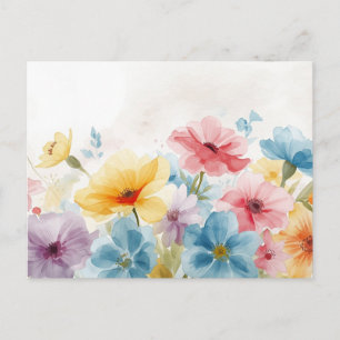 Tarjeta Postal Floral Acuarela Colorida