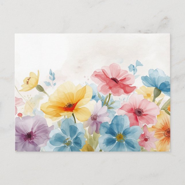 Tarjeta Postal Floral Acuarela Colorida (Anverso)