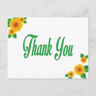 Tarjeta postal floral amarilla verde girasol graci
