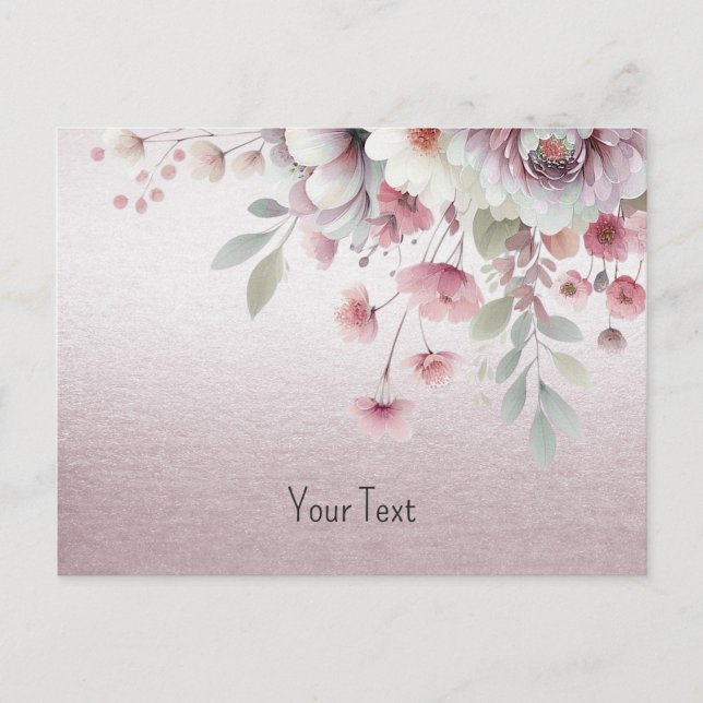 Tarjeta Postal Floral Blanca Rosa Moderna (Anverso)