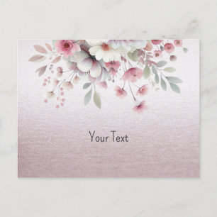 Tarjeta Postal Floral Blanca Rosa Moderna