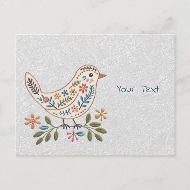 Tarjeta Postal Floral Colorida Pajarito (Anverso)