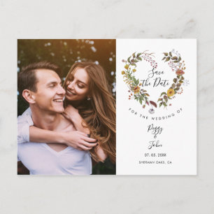 Tarjeta Postal Floral Corazón Guirnalda Guardar l