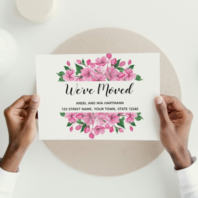 Tarjeta postal floral de anuncio de mudanza (Subido por el creador)