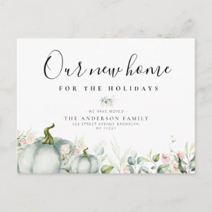 Tarjeta postal floral de calabaza de acuarela para