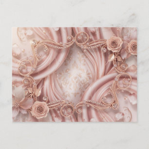 Tarjeta postal floral de dos caras estética de ros