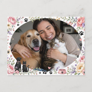 Tarjeta postal floral de foto personalizada para a