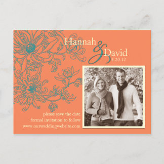 Tarjeta postal floral de guardar la fecha
