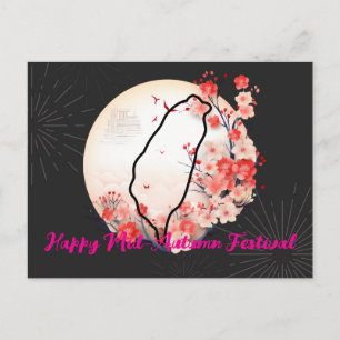 Tarjeta postal floral de la luna del Festival de M