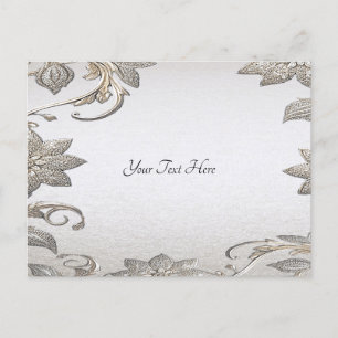 Tarjeta Postal Floral de Plata Dorada