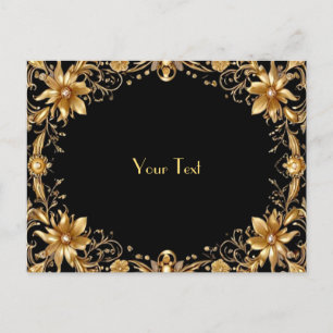 Tarjeta Postal Floral Dorada