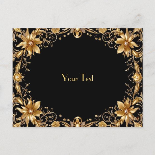 Tarjeta Postal Floral Dorada (Anverso)